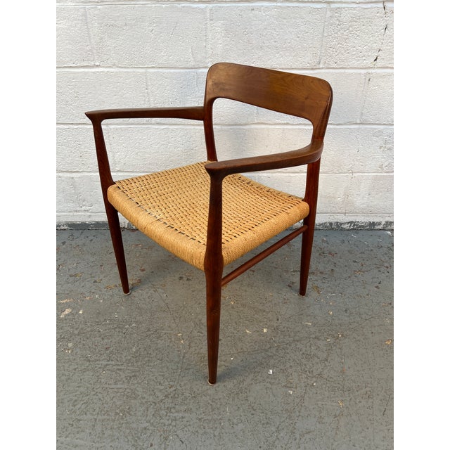 Wood Mid 20th Century Niels Otto Møller for j.l Møller 'Model 75' Teak and Cord Dining Chairs For Sale - Image 7 of 17