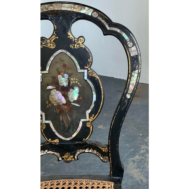 Wood Vintage Paper Mache Inlay Chair For Sale - Image 7 of 12