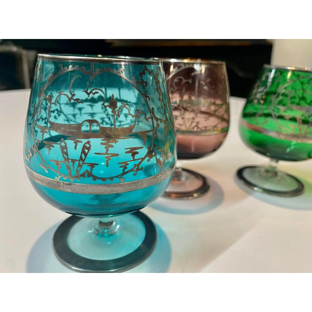 Italian 1930s Murano Colored Brandy Coupes- Set of 4 For Sale - Image 3 of 4