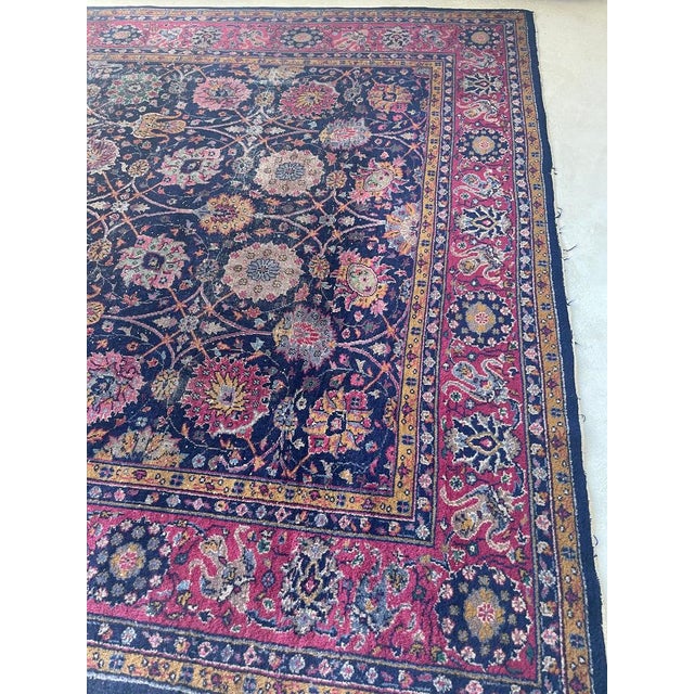 Vintage Turkish Tabriz Design Magenta Rug 9.3 x 12.2 For Sale - Image 9 of 14
