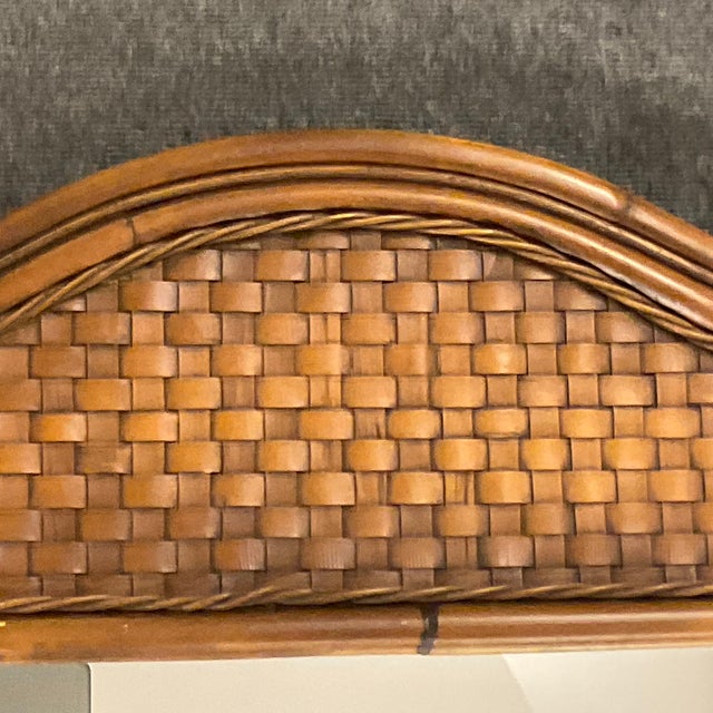 1970s Vintage Coastal Boho Chic Faux Wicker-Bamboo Wall Mirror. For Sale - Image 13 of 17