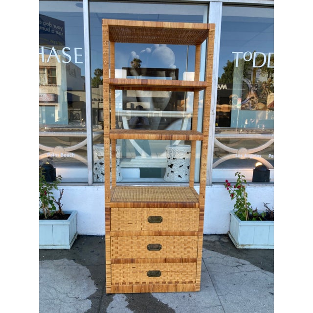Tan Bielecky Brothers Rattan Etagere Chest For Sale - Image 8 of 13