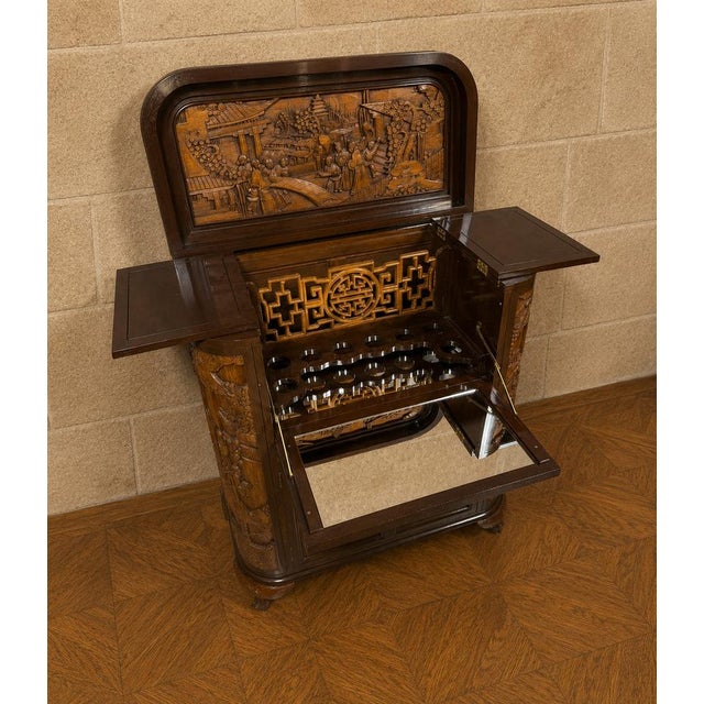 Carved Wooden Bar Cabinet, 1930s For Sale - Image 4 of 5