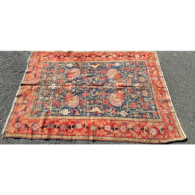 Orange Antique Persian Hand Knotted Malayer Rug For Sale - Image 8 of 9
