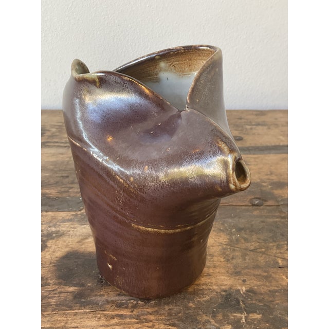Vintage Original Studio Pottery Fold Vase For Sale - Image 11 of 12