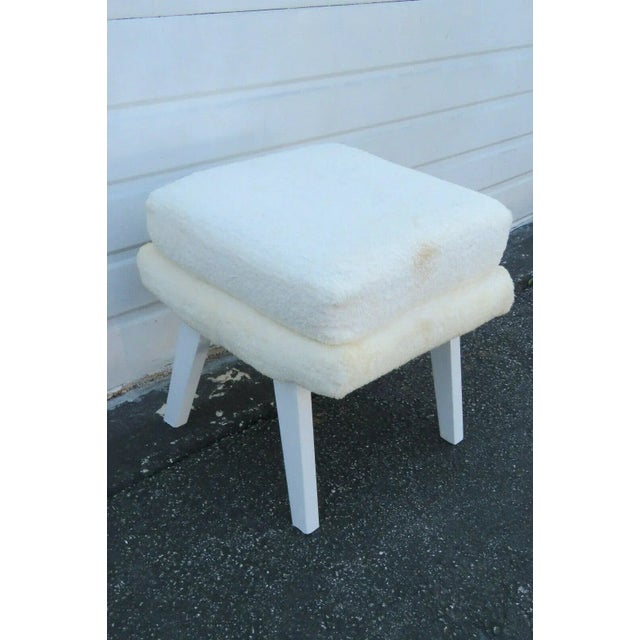 Off-white Mid Century Modern Painted Ottoman Foot Stool For Sale - Image 8 of 10