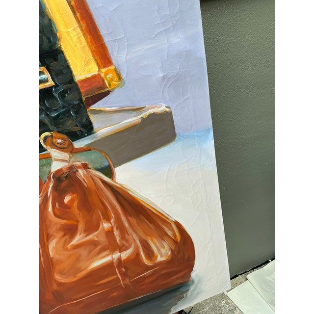 Vintage Monumental Original Still Life of Stacked Luggage For Sale - Image 11 of 12