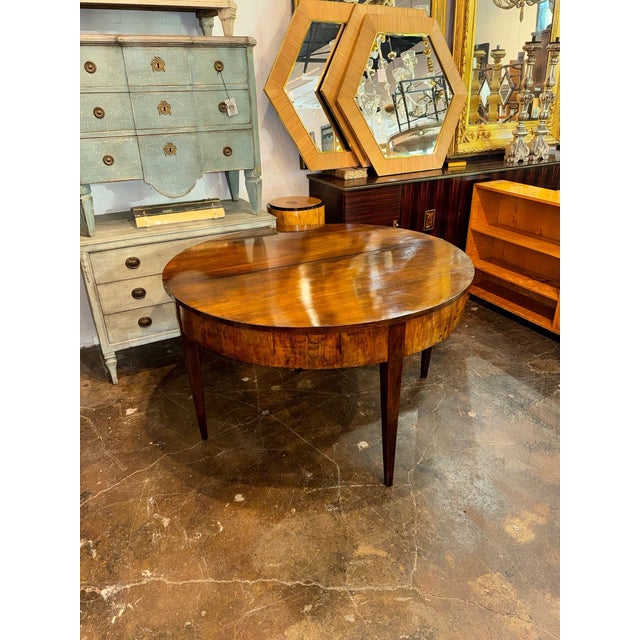 Traditional 19th C. Italian Walnut Demi-Lune Center Table For Sale - Image 3 of 9