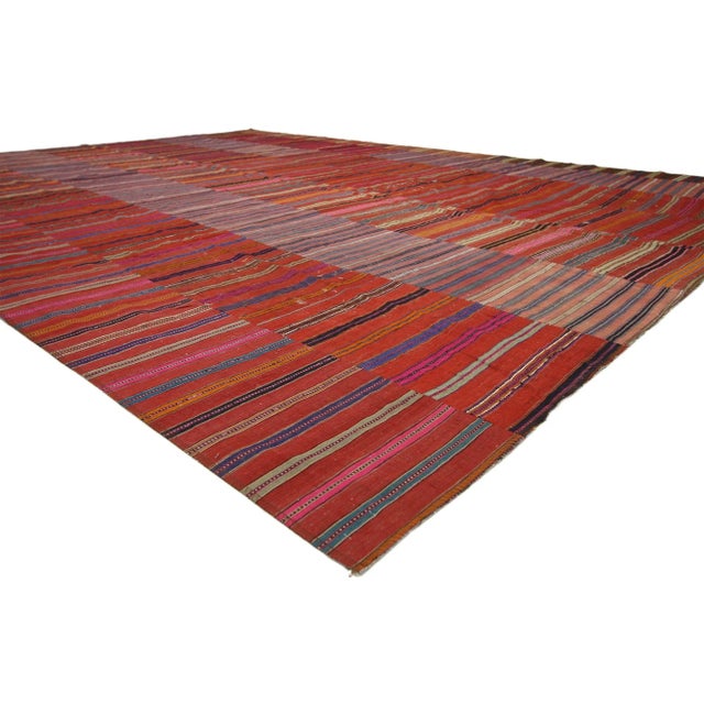 Tribal Vintage Turkish Striped Kilim Rug - 09'07 X 12'11 For Sale - Image 3 of 7