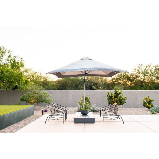 Gray Brown Jordan Kantan Aluminum Suncloth Arm Chair, Mica frame with Marine fabric For Sale - Image 8 of 11