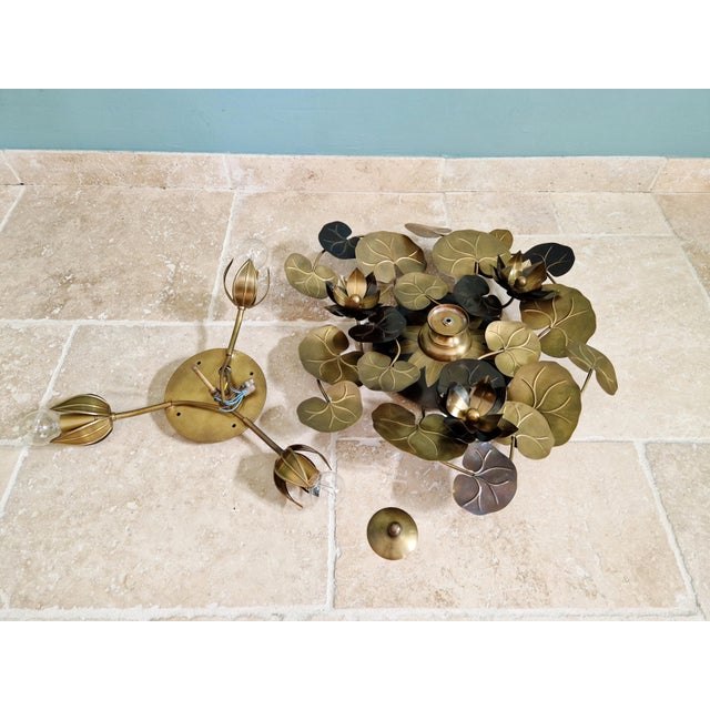 Hollywood Regency Style Brass Ceiling Light from Maison Jansen, 1970s For Sale - Image 12 of 13
