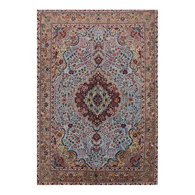 1980s Old Persian Tabriz Masterpiece Area Rug 4’7″ X 6’9″ For Sale