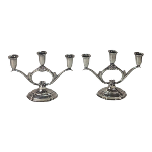 Antique Silver Candelabra Set – “Cordially Yours” by 1847 Rogers Bros. – A Pair