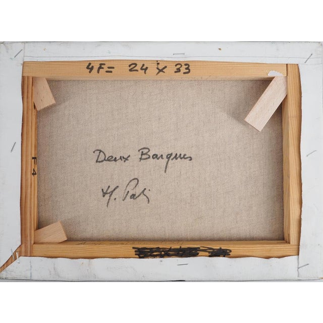 Michel Pabois, Two Breton Boats at the Water's Edge, Original Oil on Canvas For Sale - Image 8 of 9