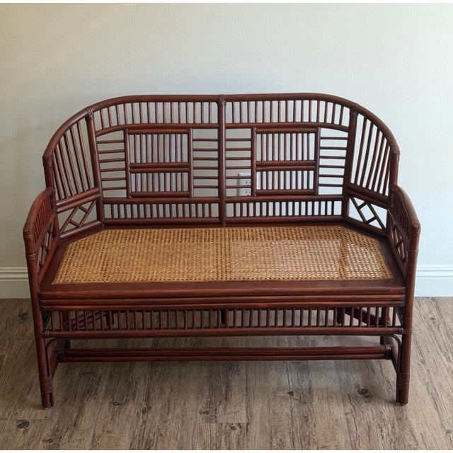1970s 1970s Brighton Pavilion Style Bamboo Rattan Cane Settee & 2 Armchairs – 3 Piece Set For Sale - Image 5 of 11