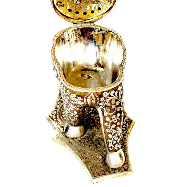 1950s Indian Silvered & Enamel Engraved Bronze Elephant Automaton Swiss Music box For Sale - Image 5 of 18