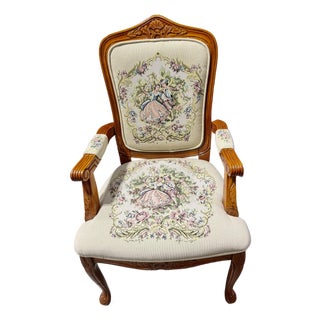 Late 20th Century Louis XV French Provincial Parlor Chair For Sale