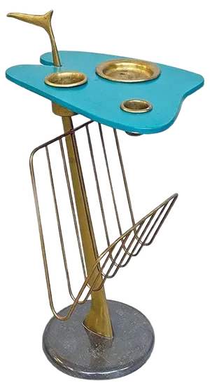 Mid-Century Modern Italian Aqua Green Magazine Rack with Brass Detail, 1980s