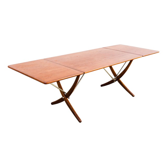 1950s Restored Hans Wegner at 304 Danish Sabre Leg Teak & Oak Extension Dining Table For Sale