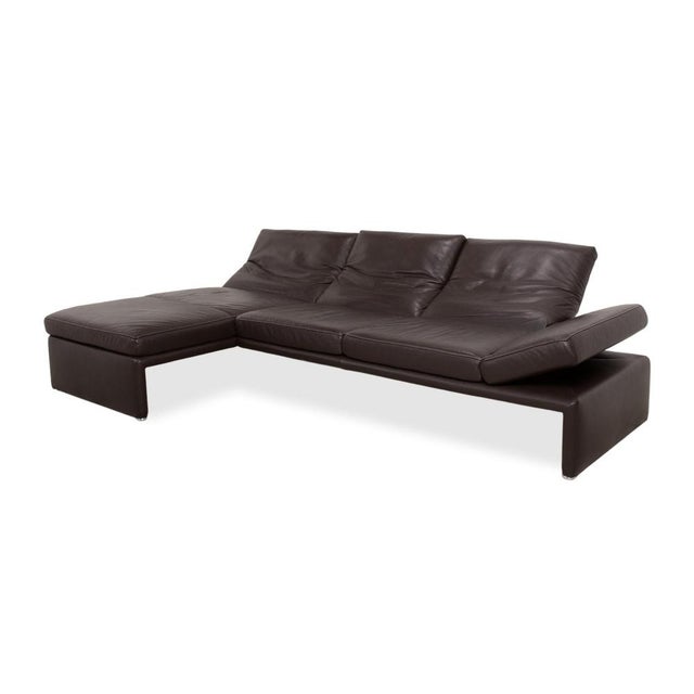 Raoul Leather Corner Sofa and Ottoman in Brown with Manual Function by Koinor, Set of 2 For Sale - Image 5 of 18
