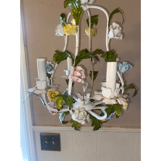 Mid-Century Modern 1950s Mid Century Modern Italian Metal Tole Hanging Light For Sale - Image 3 of 10