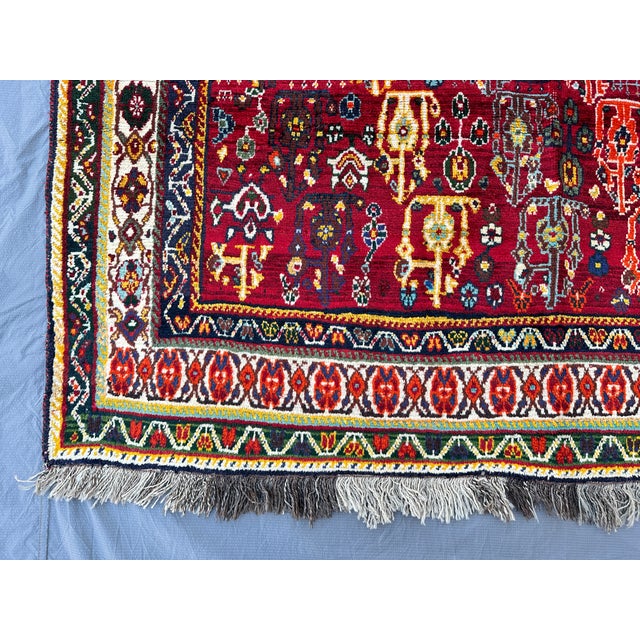 Red Shiraz Boteh Hand-Knotted Wool Rug - 8'1" X 5'6" For Sale - Image 6 of 12