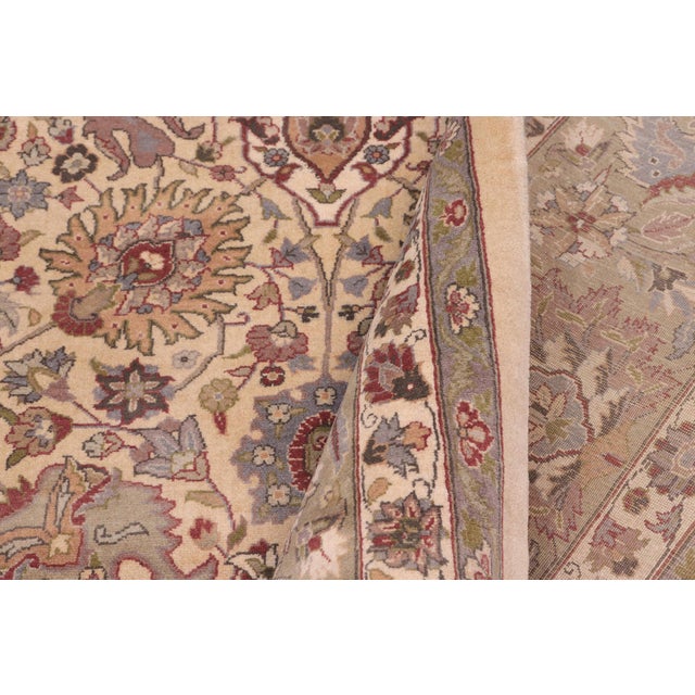 Textile Shabby Chic Tabriz Pak-Persian Gold/Green Wool Rug - 10'1'' X 14'2'' For Sale - Image 7 of 8