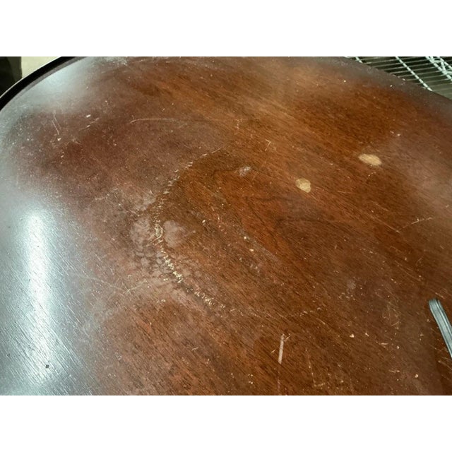 Pair of Vintage Mahogany Lyre Base Oval End Tables | Chairish