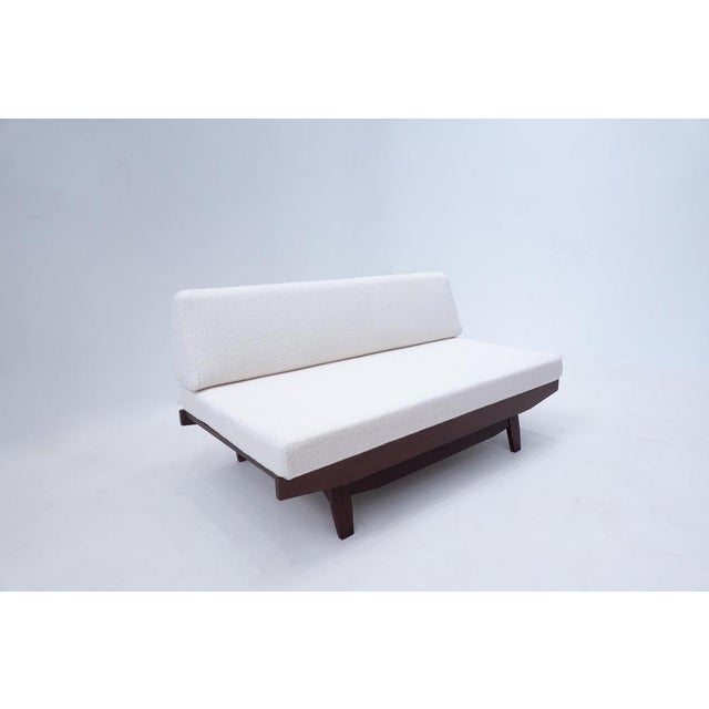 Italian Sofa in White Bouclé and Wood, 1960s For Sale - Image 10 of 12