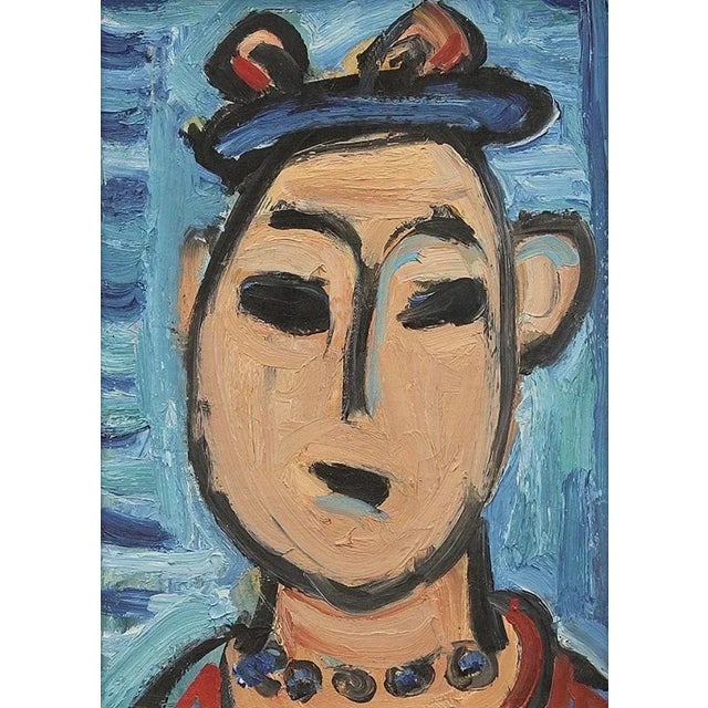 Abstract Abstract Portrait of a Woman in the Manner of George Rouault, 18.5” X 15” For Sale - Image 3 of 6