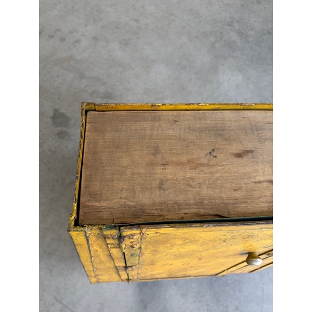 Vintage Industrial Yellow Metal Rolling Cabinet Cart For Sale - Image 12 of 12