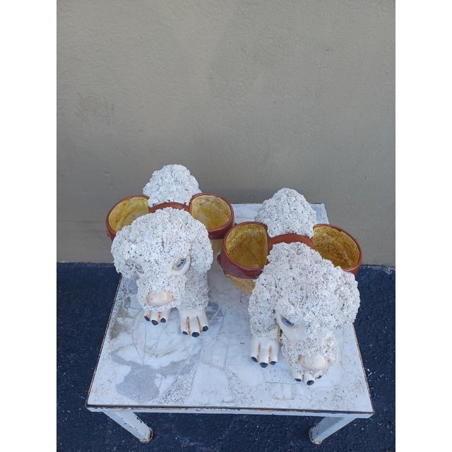 Italian Vintage Italian Ceramic Pair of Dog Planters For Sale - Image 3 of 4