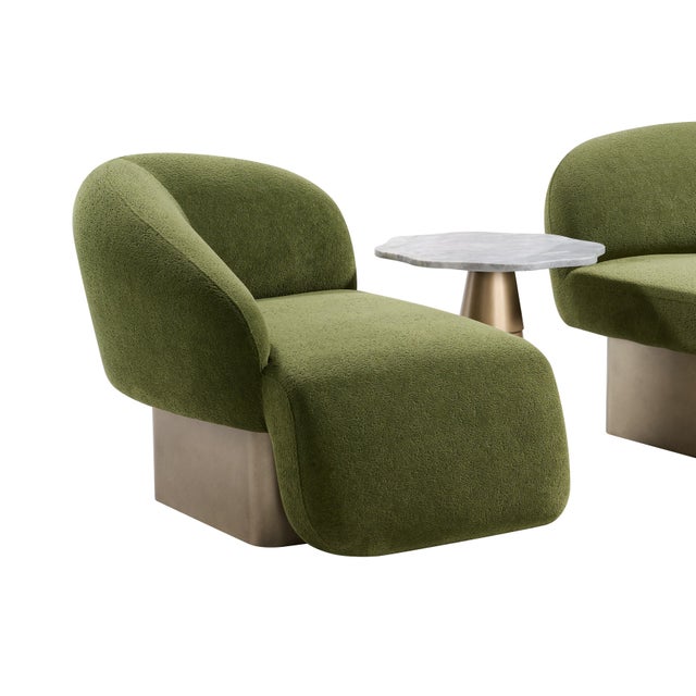 Kaia Modern Green Boucle Right Arm Accent Chair For Sale - Image 4 of 8