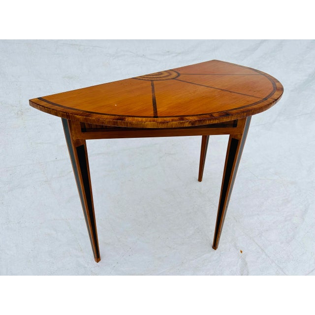 Wood 1950s Vintage Demilune Faux-Veneer Table For Sale - Image 7 of 10
