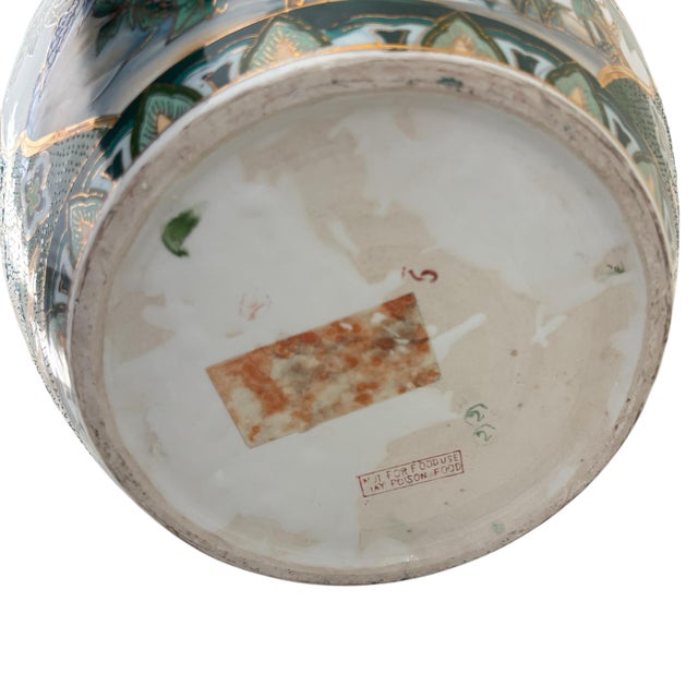 Vintage Chinese Green White Bird Motif Fish Bowl Porcelain Planter Garden Pot For Sale - Image 10 of 10