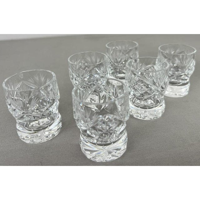 Crystal and Cut Glass Tray Shot Glasses, Set of 8 For Sale - Image 6 of 17