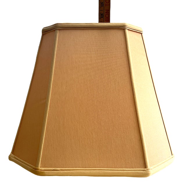 Large Blush Pink and Beige Cloth Rectangular Corner Lamp Shade For Sale In Jacksonville, FL - Image 6 of 10