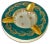 Green and Gold Limoges Porcelain Ashtray, France, Early 20th Century For Sale