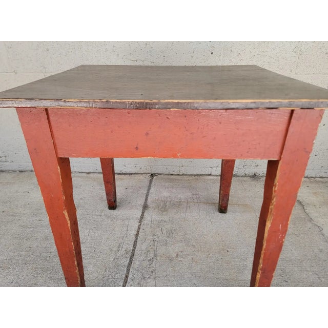 Late 19th Century Primitive Farmhouse Style Barn Red Tavern / Work Table For Sale - Image 5 of 9