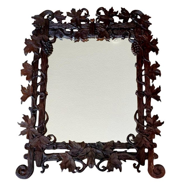 Antique Black Forest Mirror, 1940s For Sale - Image 4 of 5
