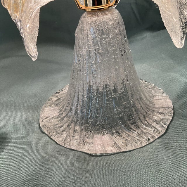 Transparent Vintage Pair Venetian Glass Vanity Table Lamps For Sale - Image 8 of 10