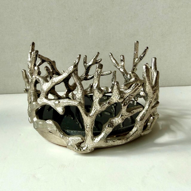Contemporary Michael Aram Wine Bottle Coaster Ocean Reef Aluminum Holloware For Sale - Image 3 of 6