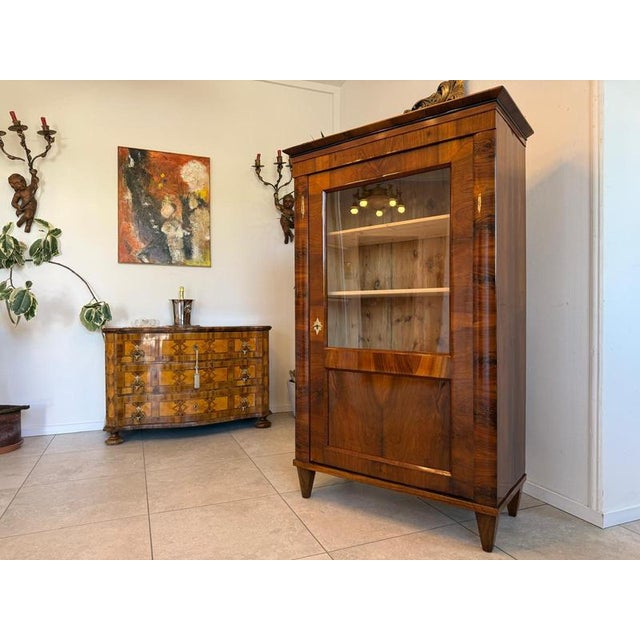 Antique Walnut Biedermeier Display Cabinet For Sale - Image 14 of 16