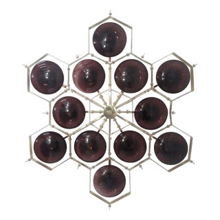 21st Century Beehive Polished Brass Amethyst Bubbles Murano Flush Mount by Fabio LTD For Sale
