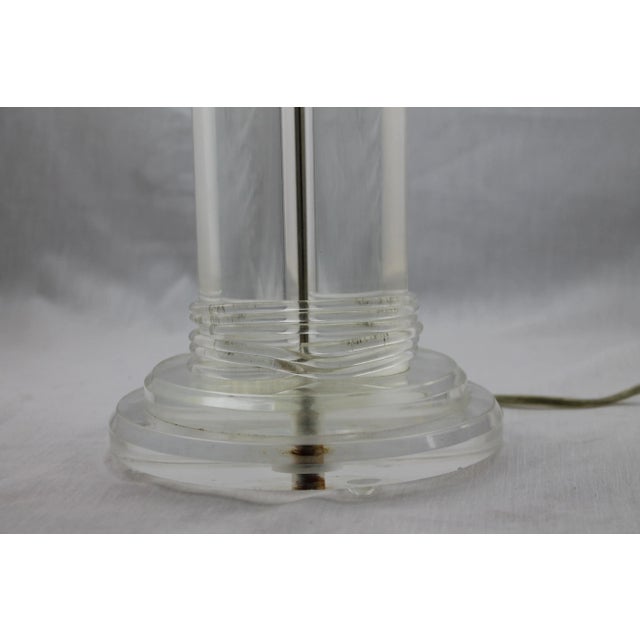 Plastic Mid-Century Tri Column Lucite Lamp For Sale - Image 7 of 11