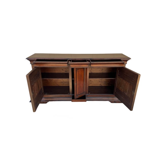 Traditional Vintage Mahogany Sideboard With Geometric Inlay For Sale - Image 3 of 17