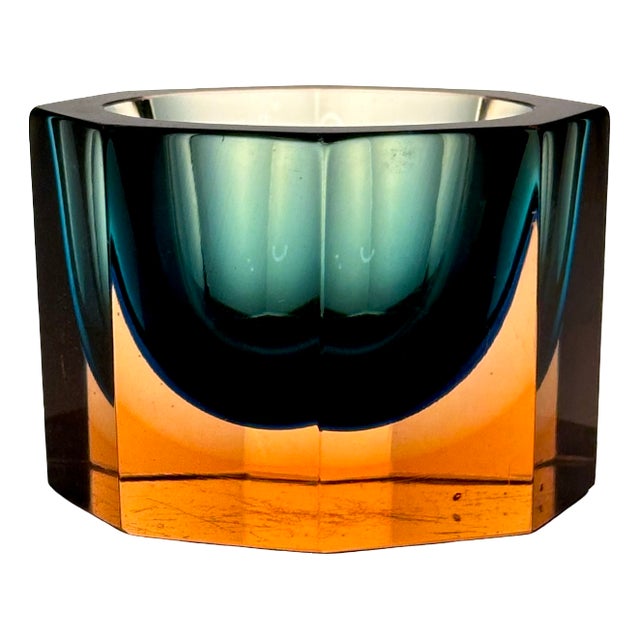 Faceted Murano Glass Art Bowl by Flavio Poli for Seguso Verti d'Arte, 1960s For Sale