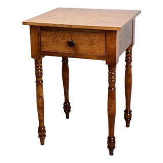Antique American Sheraton Birdseye Maple One Drawer Stand C. Mid 19th Century For Sale