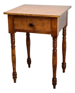 Antique American Sheraton Birdseye Maple One Drawer Stand C. Mid 19th Century