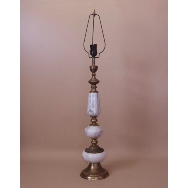 Marble & Brass Column Lamp For Sale - Image 4 of 4